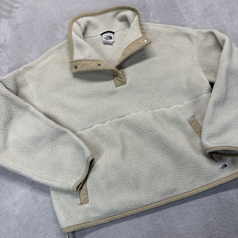 The North Face Sweatshirt Women's Large Fleece Pullover Cream‎ Dunraven Sherpa